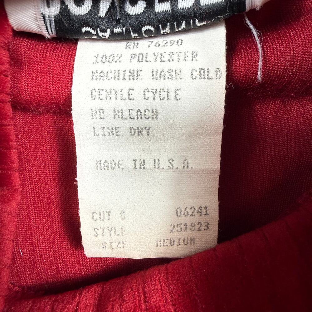 California Concept VTG 90 US Made Red M velvet High Neck Party short sleeve Top - Picture 7 of 10
